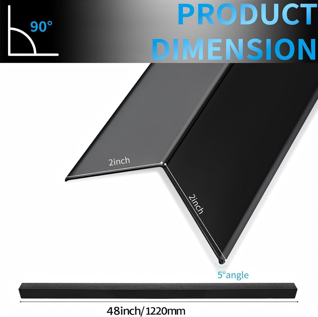 12-Piece Set, Extra Thick (1mm) Stainless Steel 90° Wall Corner Guards, 2×2×48 Inches, for Wall Corner Protection & Decoration. (12, Bright Titanium Black)