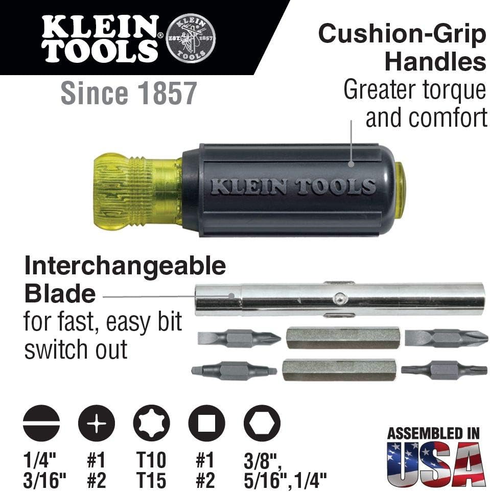 Klein Tools 80019 Tool Set, Multi-Bit Screwdriver and Nut Driver Tool Kit, 4-Piece & 80020 Tool Set with Lineman's Pliers, Diagonal Cutters, and Long Nose Pliers,3-Piece