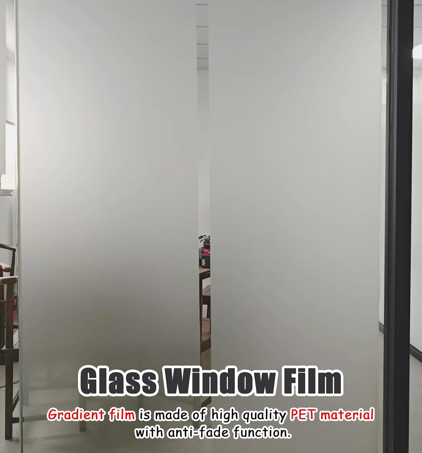 Gradient Window Film Gradient Frosted Glass Film for Shower Door, 5 ft High Self-Adhesive Window Privacy Film Decorative, One Way Door Sticker Gradual Films, Custom Wide(WxH-147x152cm/58x60in)