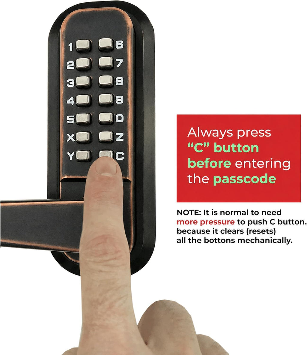 JOUNJIP Single-Sided Mechanical Keyless Combination Lever Handle Door Lock - [Square Spindle] Easier Install - Oil Rubbed Bronze - 2024 Upgrade Version