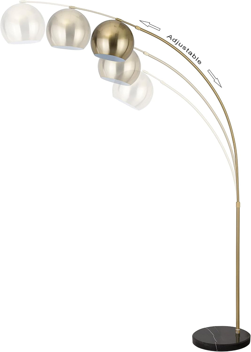 Major-Q Modern Standing Adjustable Floor Lamp with Metal Dome Shade & Marble Base for Living Room - Corner Light Arc Lamps for Bedrooms in Brass Gold Finish, 99-1023F