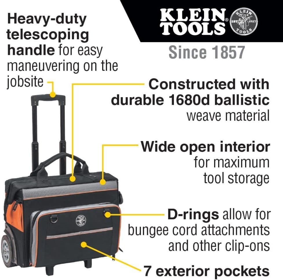 Klein Tools Tool Storage Bundle with Rolling Tool Bag, Multi-Bit Screwdriver/Nut Driver and Accessories