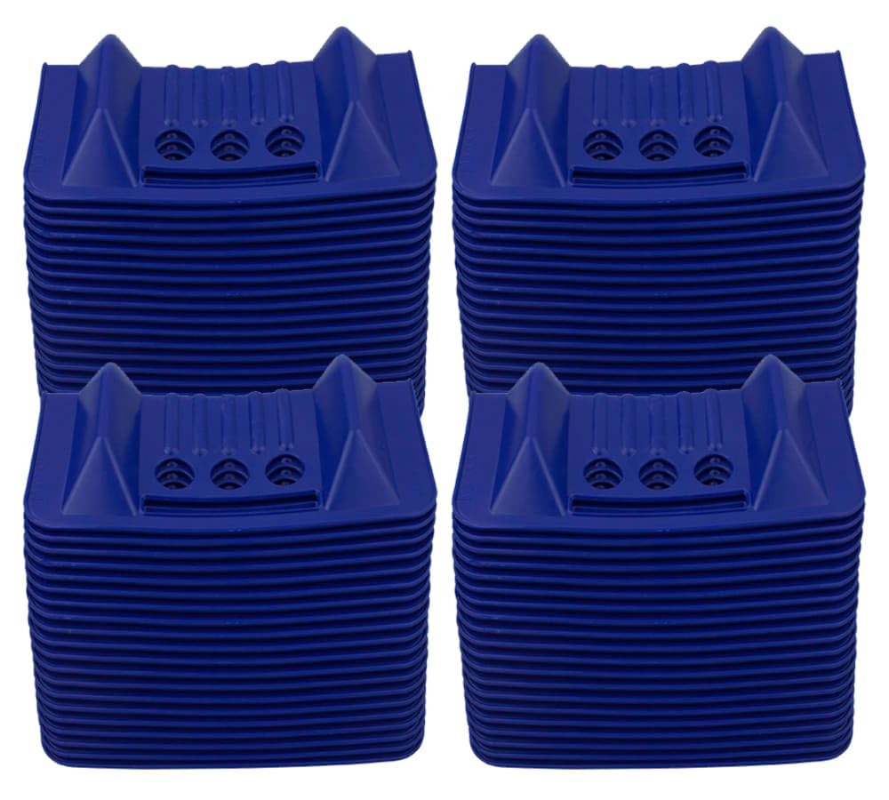 Mytee Products (80 Pack) 4' x 4' x 10' Blue Corner Protector V Shaped Flatbed Edge Guards with Carrying Case - Cargo Load Corner Edge Protector and Tie-Down Strap Guard for Flatbed