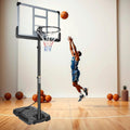 Basketball Hoop, 6.5-10ft Adjustable Height Basketball Hoop Outdoor, Basketball Hoop Indoor Portable Basketball Hoop Goal Court System with 44 Inch Backboard and Basketball Net