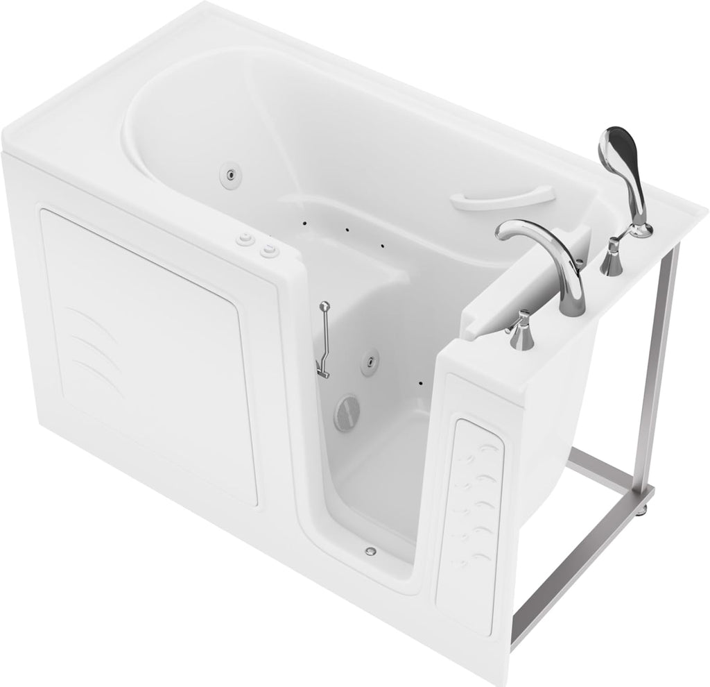 Avano B3060RD Architect Series 60' Gel Coated Air/Whirlpool Bathtub for Alcove Installations with Right Drain, Roman Tub Faucet and Handshower - White
