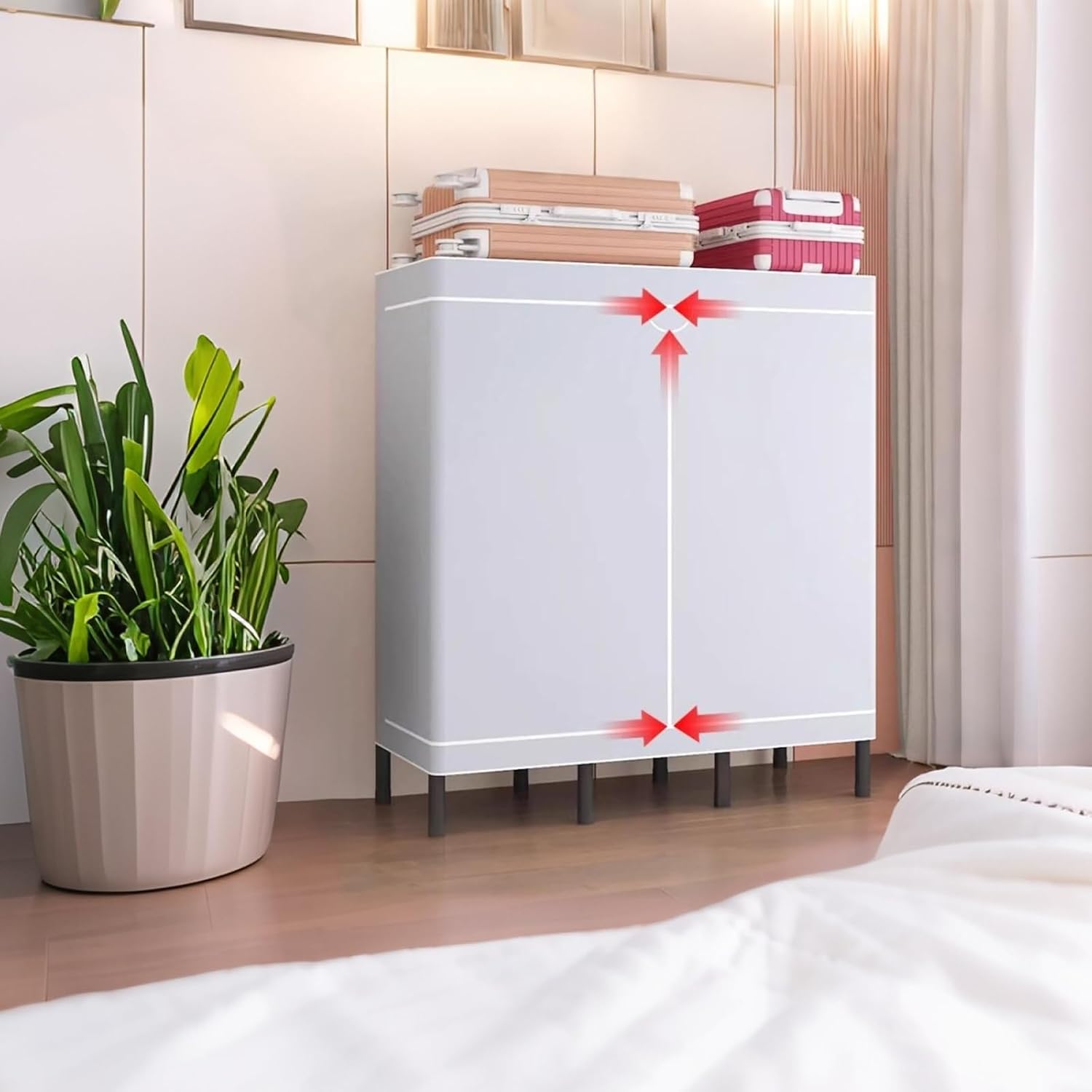 67' H Portable Wardrobe Closet Storage Organizer for Bedroom, Armoire Foldable, Steel Hanging Rack with Cover(85cm/33.5in)