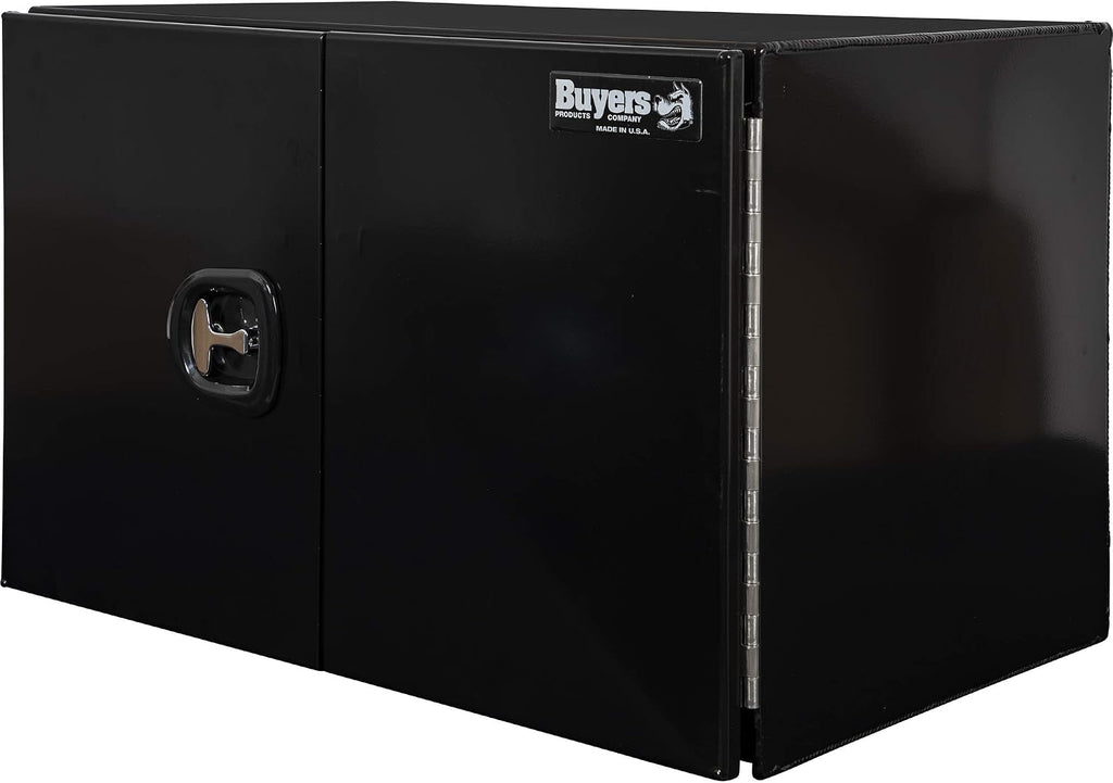 Buyers Products 1705835 Underbody Tool Box With Barn Door, 24x24x36 Inch, Black Powder-Coated, Made in USA, .100 inch Smooth Aluminum, 3-Point Locking, Truck Storage Toolbox For Work Vehicles