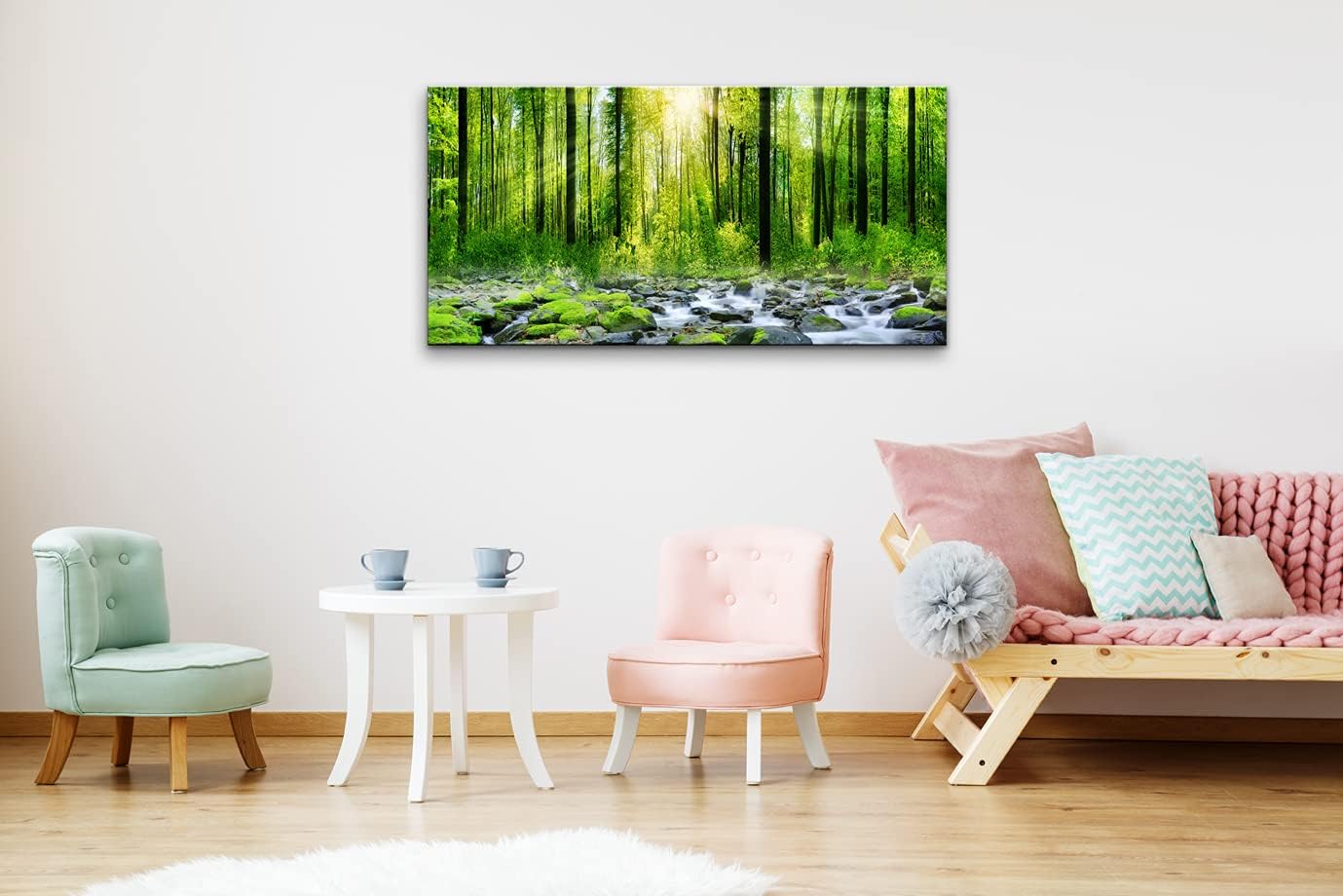 Canvas Wall Art for Bedroom Green Trees Landscape Sunshine Over Forest Photograph Printed Living Room Wall Decoration Large Mural Wall Art Print Artwork Natural Outdoor Pictures Size:30x58inch