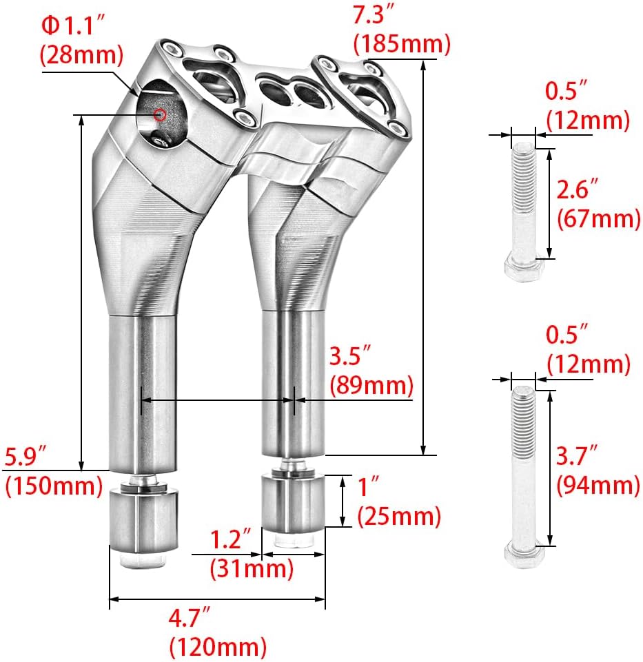 Motorcycle Pullback 6''Tall Handlebar Risers Extension Kit 1-1/8' 28mm Bar Clamp Dia Compatible with Harley Dyna Street bob Softail Sportster 883 1200