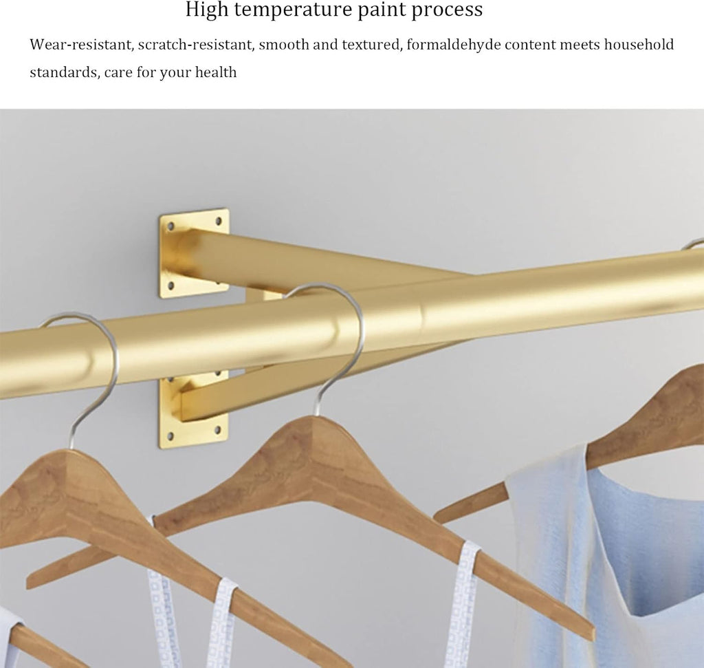 Industrial Gold Pipe Clothing Rack,Boutique Retail Store Wall Ceiling Mounted Clothes Garment Rack,Closet Storage Clothes Hanging Bar,Clothing Display Rack (200cm
