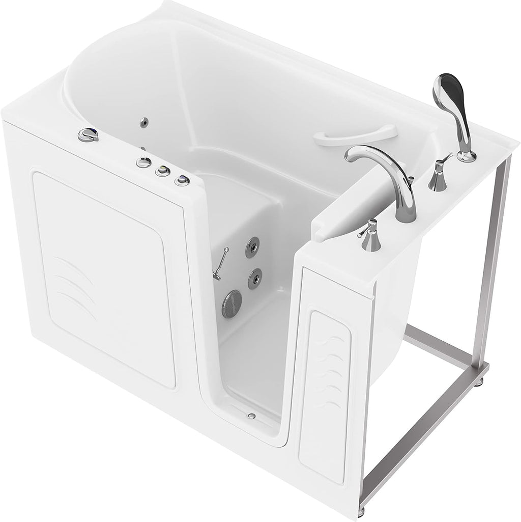 ANZZI Walk-In Tub, 30 x 53 in, Right Drain, Air & Whirlpool Jets, 110V | Spa features: Aromatherapy, chromatherapy, ADA slip-resistant seat, handheld shower, bath pillow included, LED light
