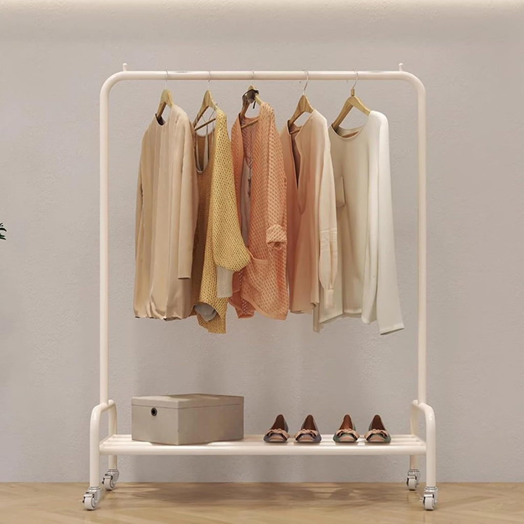 Heavy Duty Coat Rack, Garment Rack Clothes Rack On Wheels, Heavy Duty Stainless Steel Clothing Rack with Shelves, Space-Saving Coat Rack for Hanging Clothes, Portable Clothes Organizer (120X40X160CM