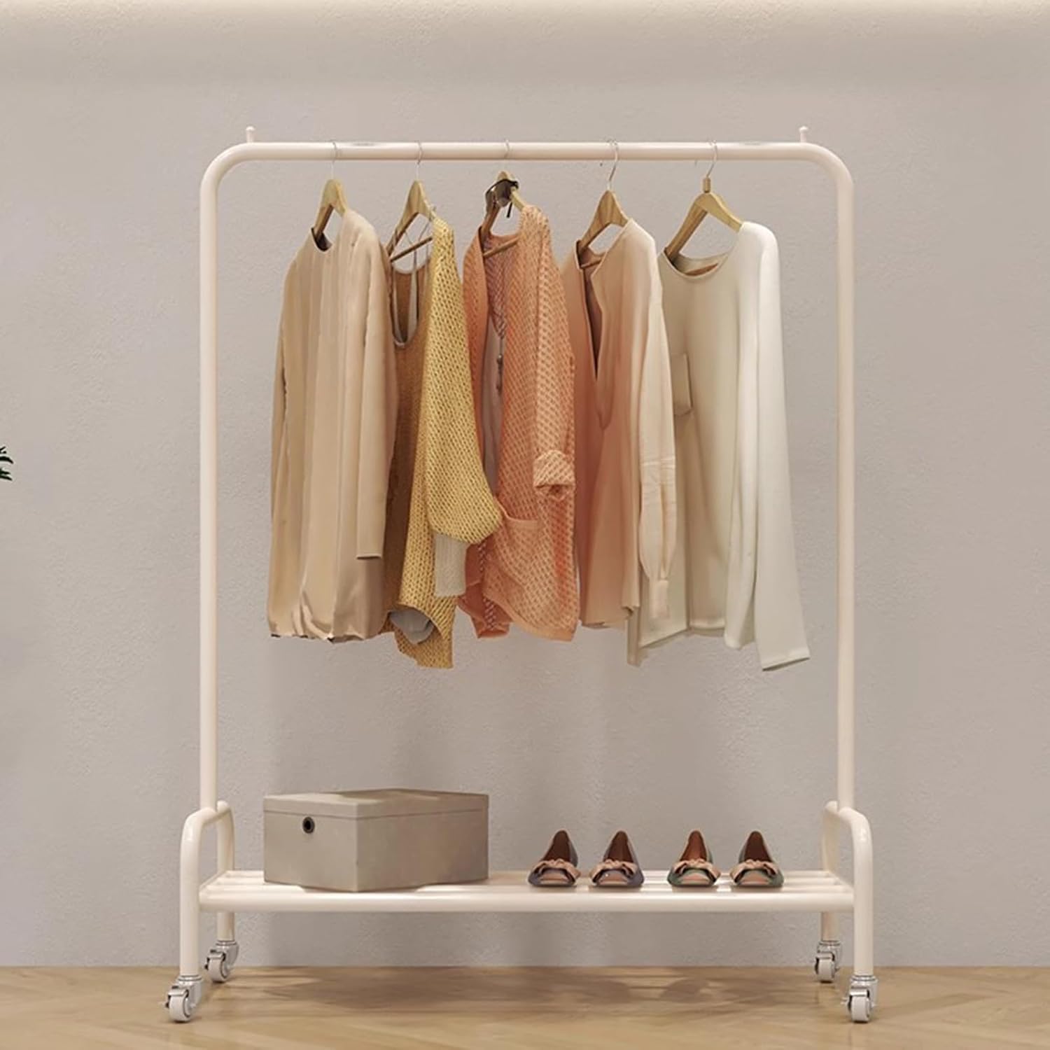 Heavy Duty Coat Rack, Garment Rack Clothes Rack On Wheels, Heavy Duty Stainless Steel Clothing Rack with Shelves, Space-Saving Coat Rack for Hanging Clothes, Portable Clothes Organizer (120X40X160CM