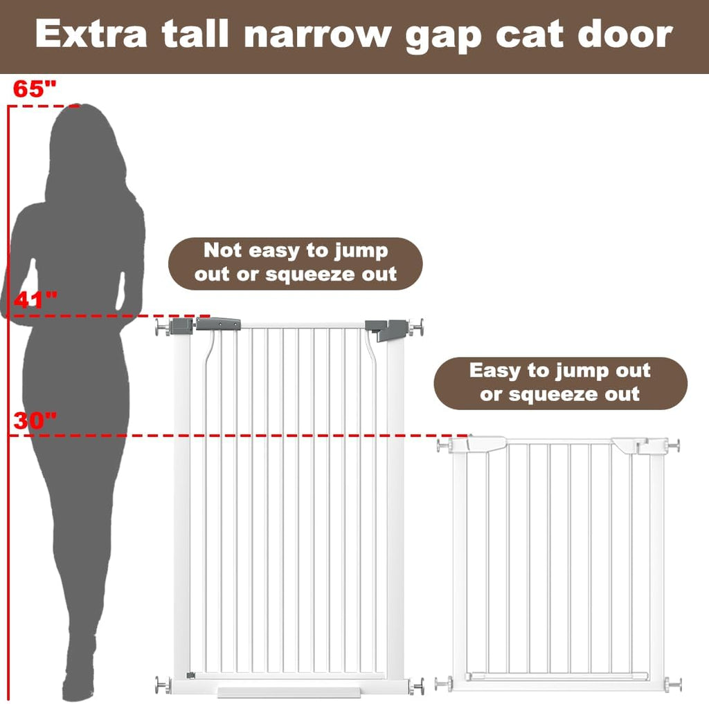 41' Extra Tall Baby Gate for Doorways and Stairs No Drill, Adjustable 29.9-40.9'' Auto Close Dog Gate Indoor, Pressure Mounted Walk Through Swing Wide Pet Gate, Tall Cat Gate with Expansion Kit, White