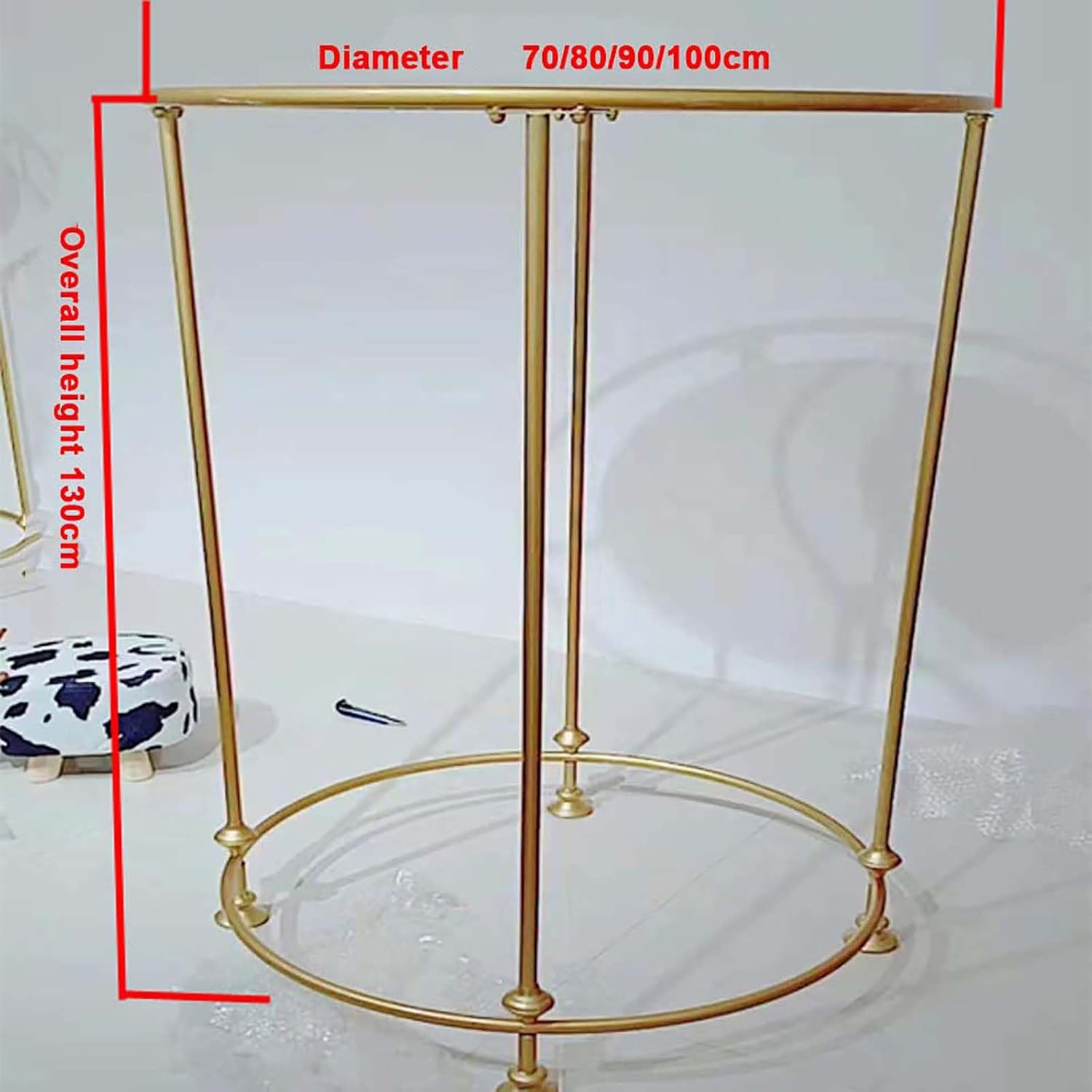 Display Rack in Clothing Store, Round 's Clothes Hanger Modern Clothing Store Garment Rack Heavy Duty Rack, Floor-Standing Hanger for Hanging Clothes Retail Display,Gold-70cm