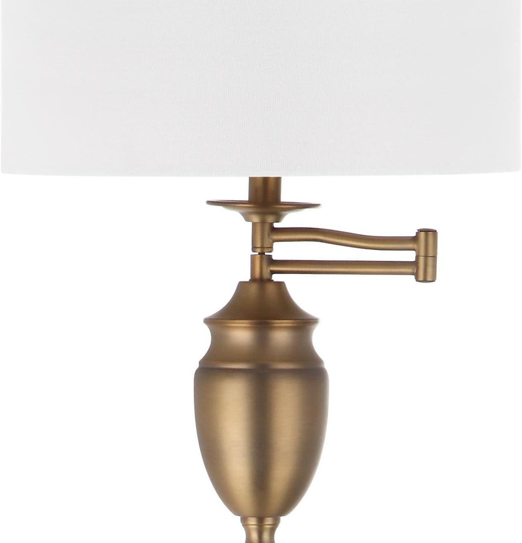 SAFAVIEH Lighting Collection Antonia Traditional Farmhouse Swivel Swing Arm Gold 60-inch Living Room Bedroom Home Office Standing Floor Lamp (LED Bulb Included)