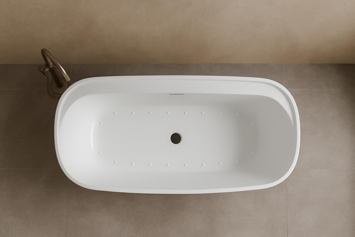 Carver Tubs - Graceful II 67' - Modern White Freestanding Soaking Bathtub w/Heated Jetted Air Massage - White Modern Contemporary Oval Acrylic Tub - Chrome Center Drain - 67″L x 31'W x 23.5'H