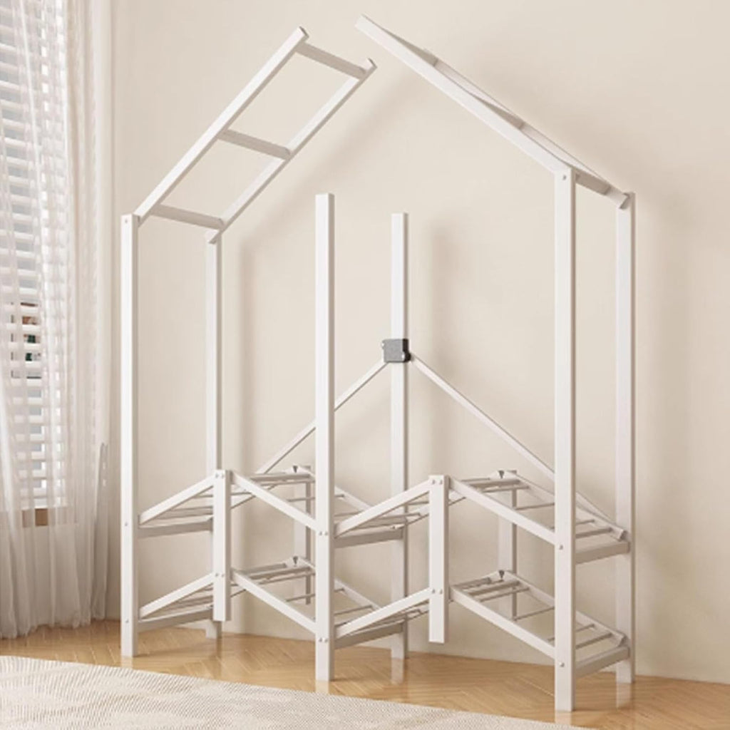 Portable Wardrobe Closet Rack with Cover, Heavy Duty Metal Folding Clothing Rack, Freestanding Canvas Wardrobe Organizing System for Bedroom, Corridor, Dormitory(A,130 * 50 * 170cm)
