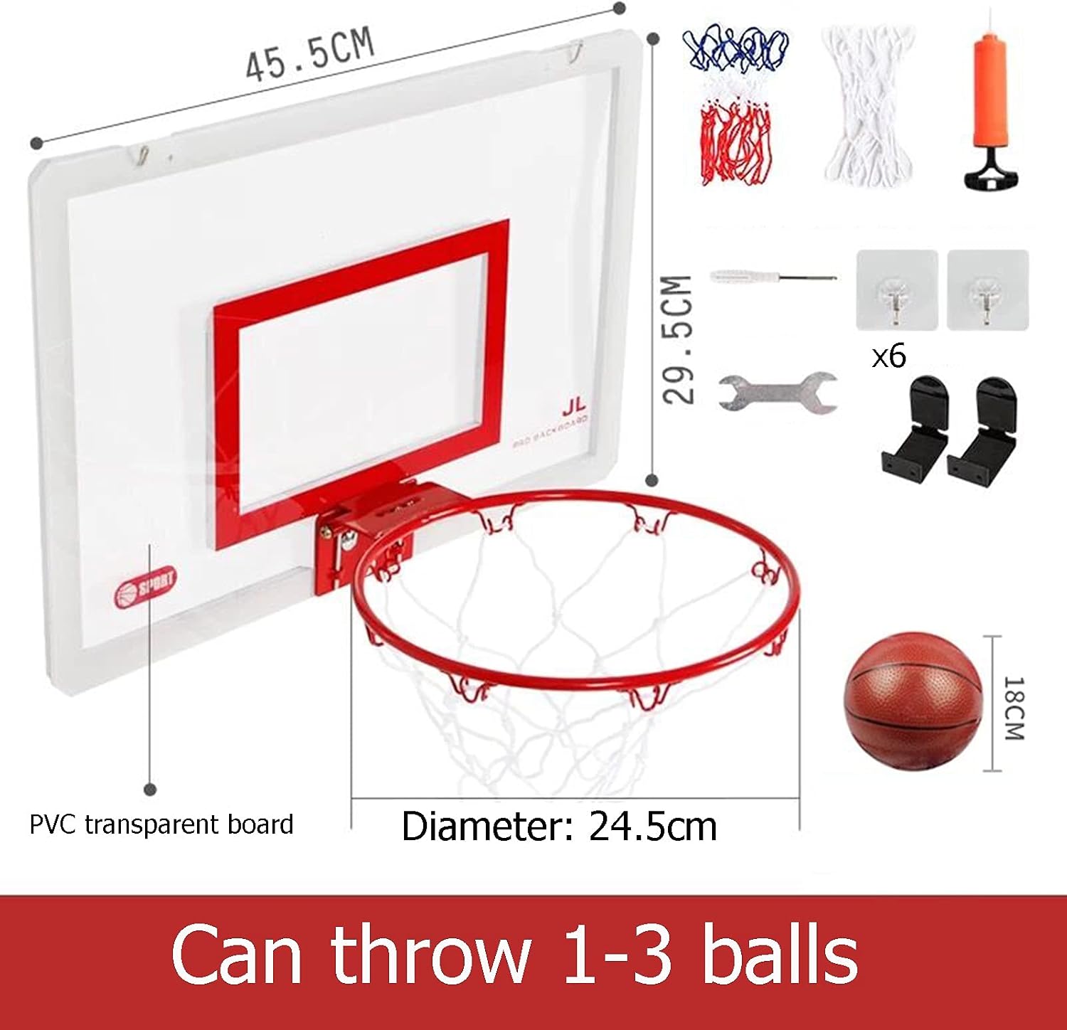Basketball Rim Indoor Mini Basketball Hoop Set, Funny Adult Kids Basketball Board, Height Can Be Adjusted at Will (Color : Package 1)