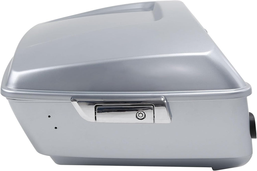 TCMT King Motorcycle Trunk Box W/Latches Keys Fit for Harley 2014-2025 Touring CVO Road King Road Glide Street Glide Electra Glide Ultra Limited Pack Barracuda Silver