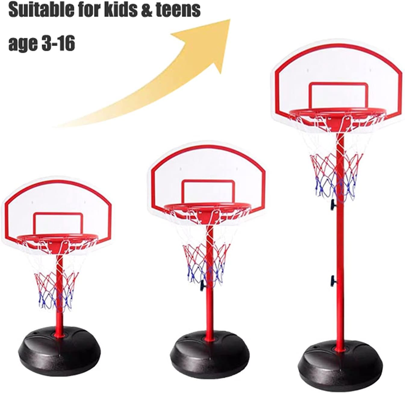 Kid Basketball Hoop Stand, Height-Adjustable Mini Basketball Hoop for Adults and Children, Sturdy Round Base (Color : 68-200cm)