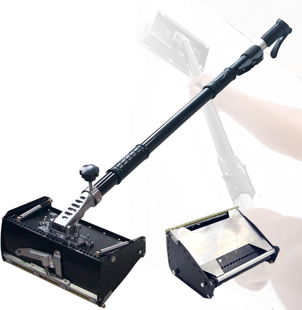 Drywall Putty Applicator Box, Professional Drywall Taping Tools Set, with 120 Degree Adjustable Aluminum Alloy Sheetrock, with 42'-65' Extension Handle 8in+Rod