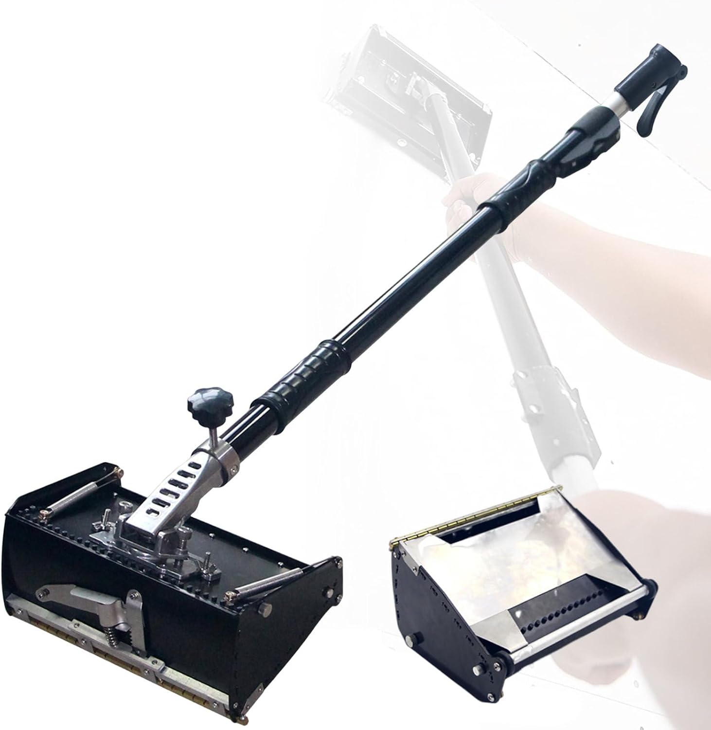 Drywall Putty Applicator Box, Professional Drywall Taping Tools Set, with 120 Degree Adjustable Aluminum Alloy Sheetrock, with 42'-65' Extension Handle 8in+Rod