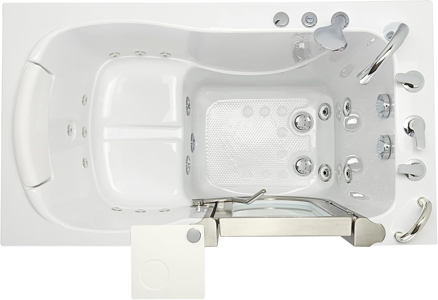 Ella Petite 28'x52' Acrylic Hydro Massage Walk-In Bathtub with Right Inward Swing Door, 5 Piece Fast Fill Faucet, 2' Dual Drain