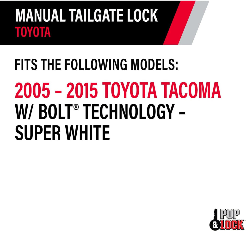 Pop & Lock – Manual Tailgate Lock with Bolt Technology for Toyota Tacoma, Fits 2005 to 2015 Models (Black, PL5400)