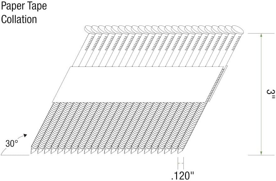 Grip-Rite 30-Degree Framing Nails - Exterior Galvanized - Clipped Head - Paper Collated Nails for Exterior Framing - 3' x .120' - 4M Box (4000 Count) - GRSP10RHG4