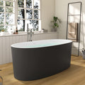 59' Lucite Acrylic Freestanding Bathtub, Columnar Shape Contemporary Soaking Tub with Toe-tap Chrome Center Drain, Slotted Overflow, cUPC Certified, 37°Grey