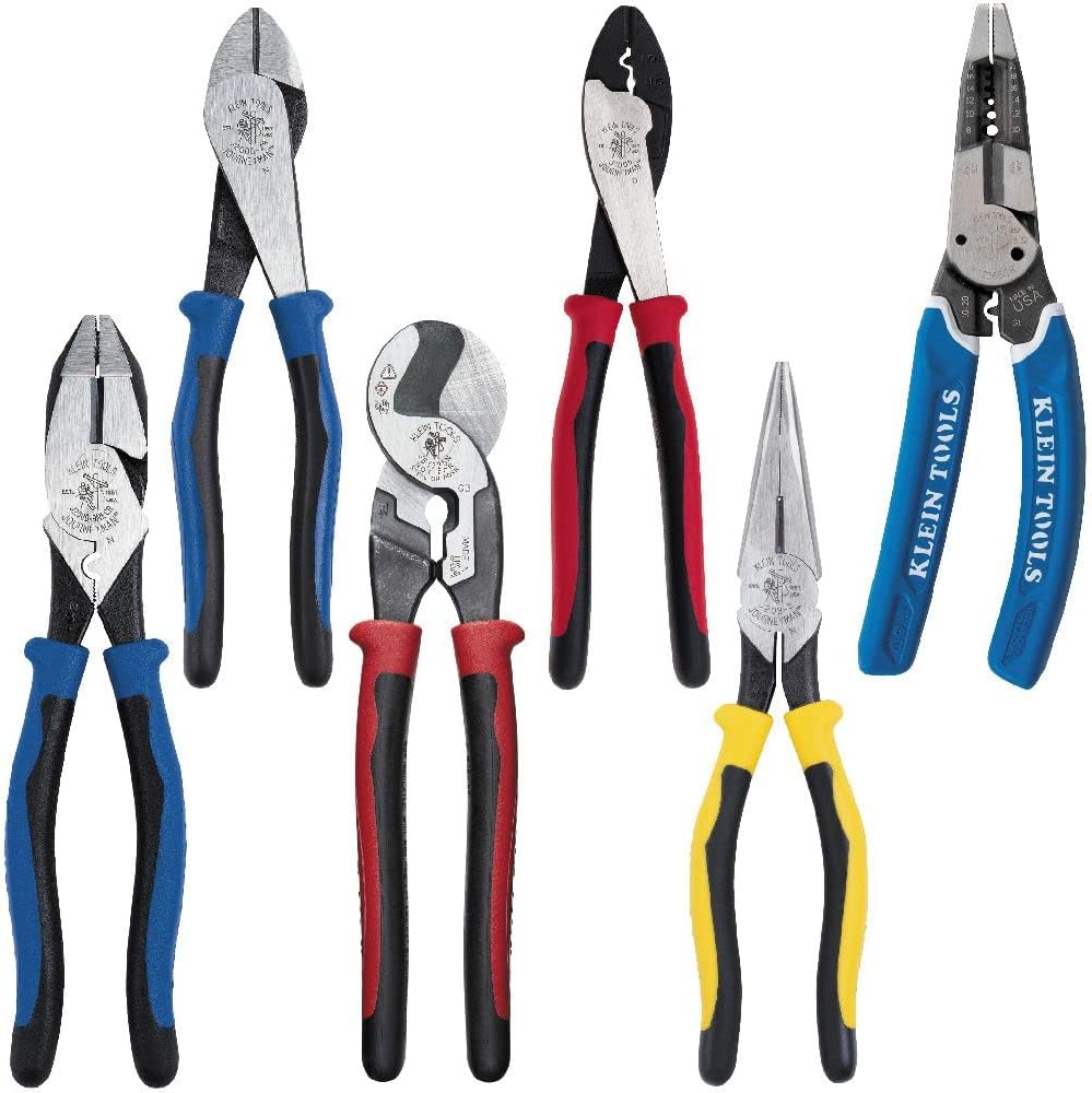 Klein Tools 80086 6-Piece Journeyman Plier Kit and 80019 4-Piece Multi-Bit Screwdriver/Nut Driver Tool Kit