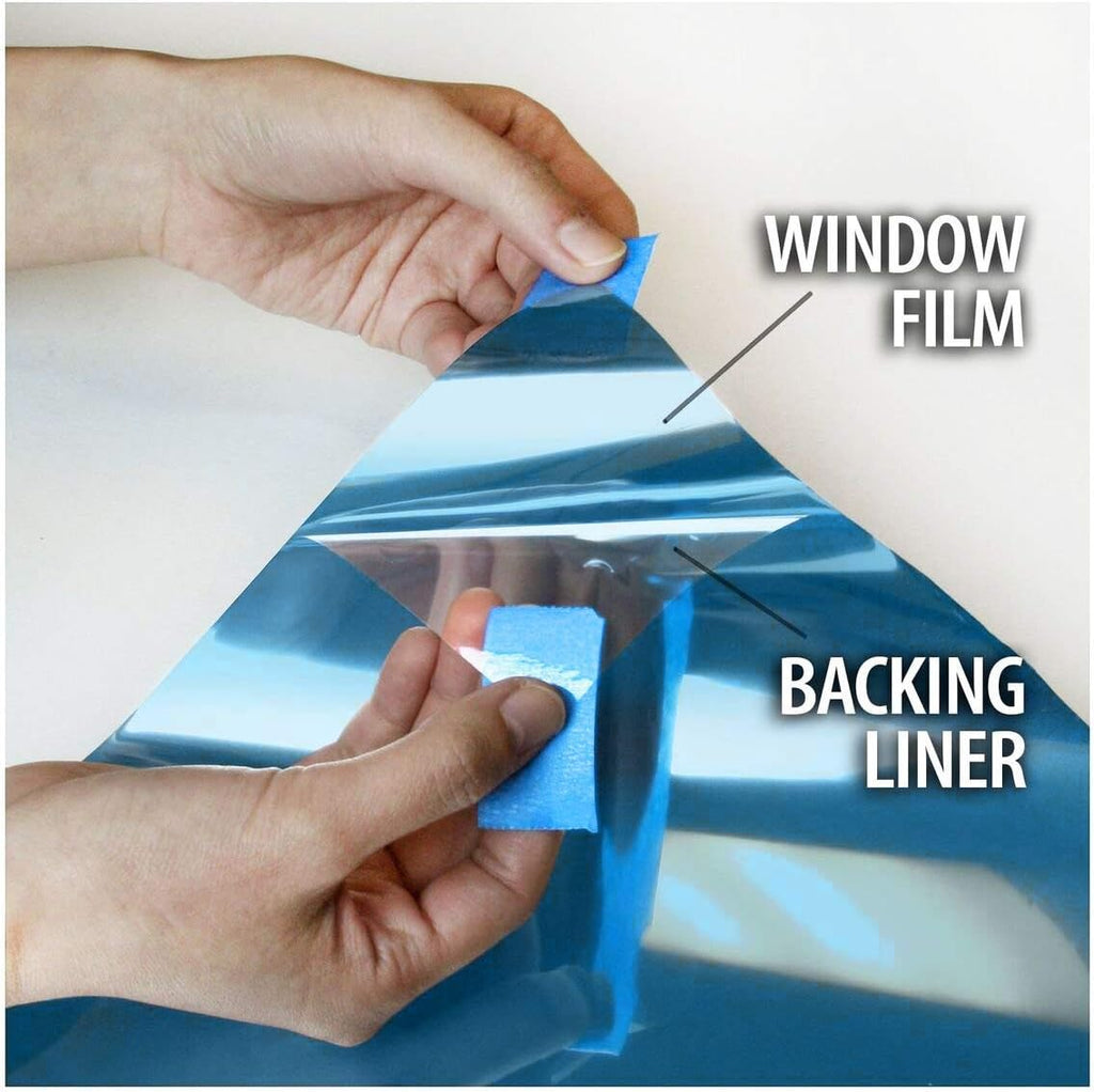 Window Privacy Film - One Way Mirror Reflective Glass Film with Heat Control and Anti UV Protection for Home and Office Windows, 24Inch x 100Feet, Blue Silver