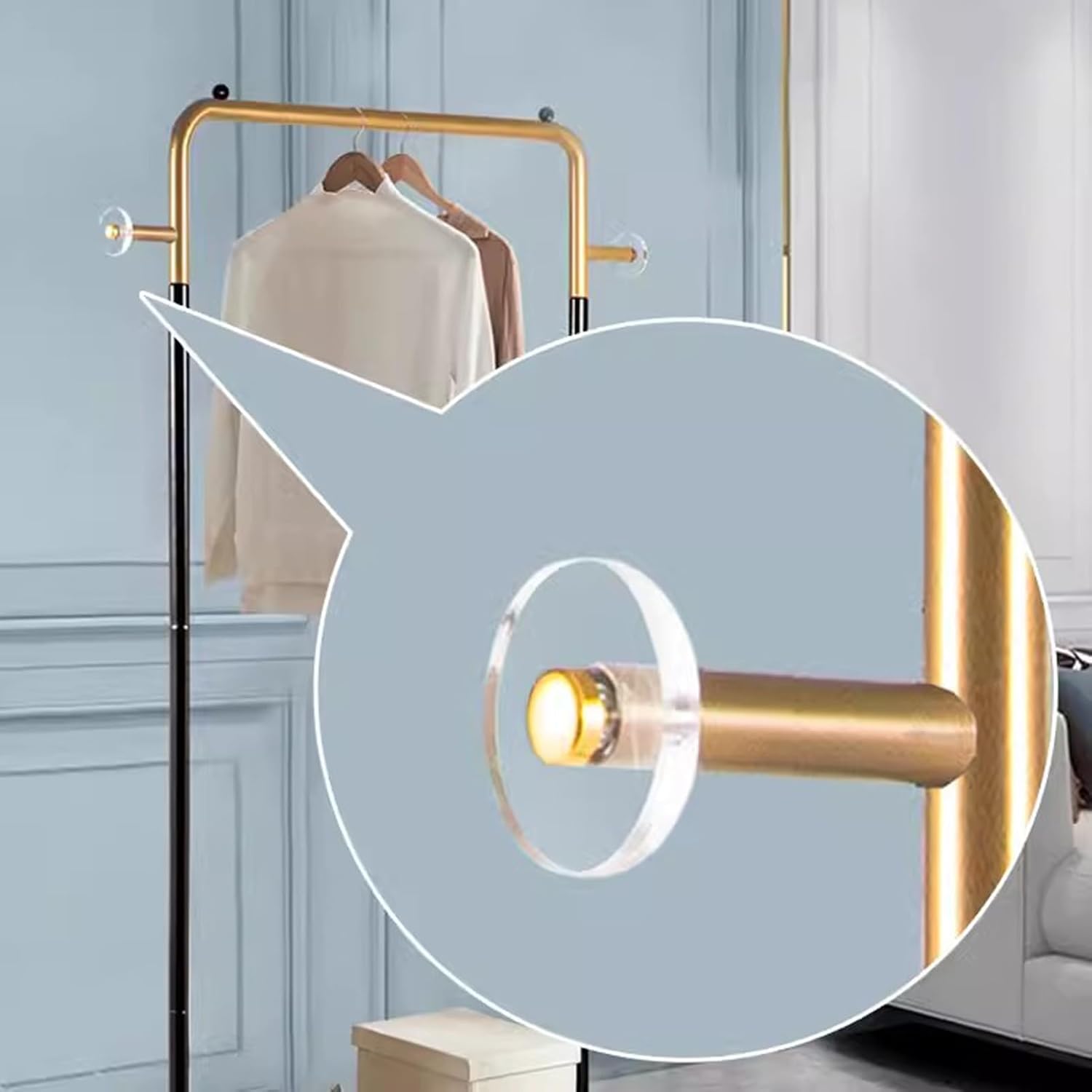Garment Racks Metal Clothes Rack with Wheels, Clothing Rack with Bottom Storage Shelf,Heavy Duty Rolling Garment Rack for Hanging Clothes,Coats,Skirts,Gold+Bl,58X32X165CM