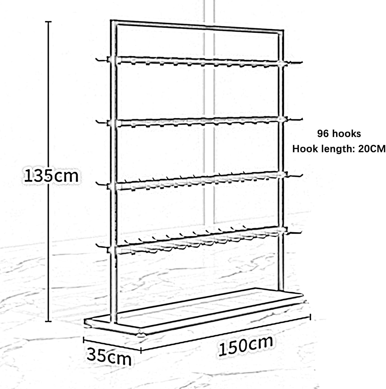 Modern Boutique Retail Display Racks, Clothing Store Garment Racks, Multifunctional Slippers Socks Underwear Shorts Swimwear Gloves Storage Hanger, S(White-150x35x135CM