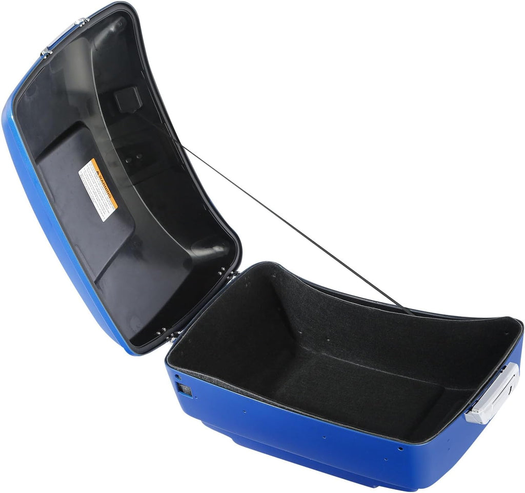 TCMT 13.7' King Motorcycle Trunk Box W/Latch Key Fit For Harley 2014-2025 Touring CVO Road King Road Glide Street Glide Electra Glide Ultra Limited Electric Blue