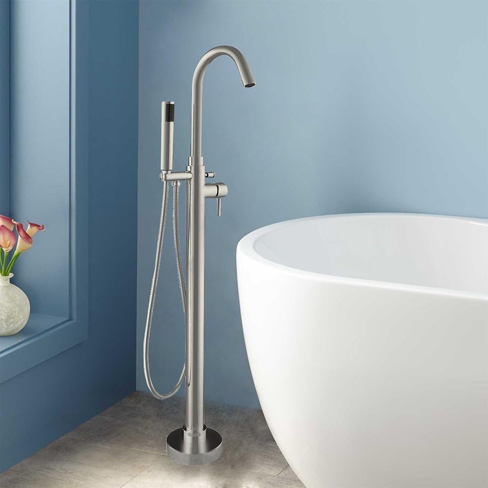 Woodbridge 67' Acrylic Bathtub Soaking Tub Brushed Nickel Freestanding F0001, BTA1508 +F000, B-0001 WITH Faucet II, Model: B-0001 /BTA1508 + F0001