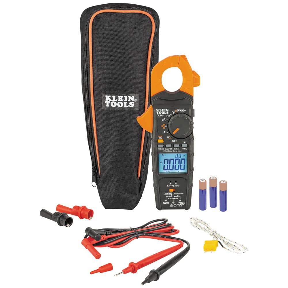 Klein Tools CL445 HVAC Clamp Meter and Klein Tools 65064 Hex Head 2-in-1 Nut Driver