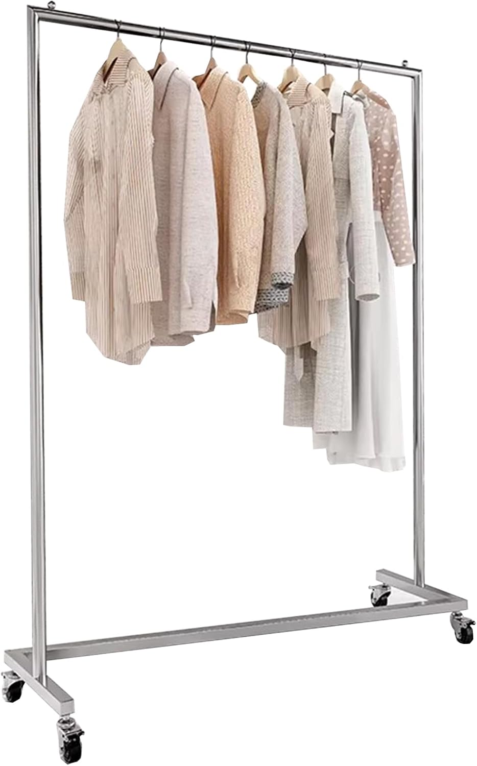 Garment Rack Z-Base Clothes Rack With Wheels, Heavy Duty Clothing Rack 450lb Load, Commercial Grade Clothes Rail For Boutiques, Stainless Steel Single Rod Coat Rack For Bedrooms, Si(Size:80X40X160CM)