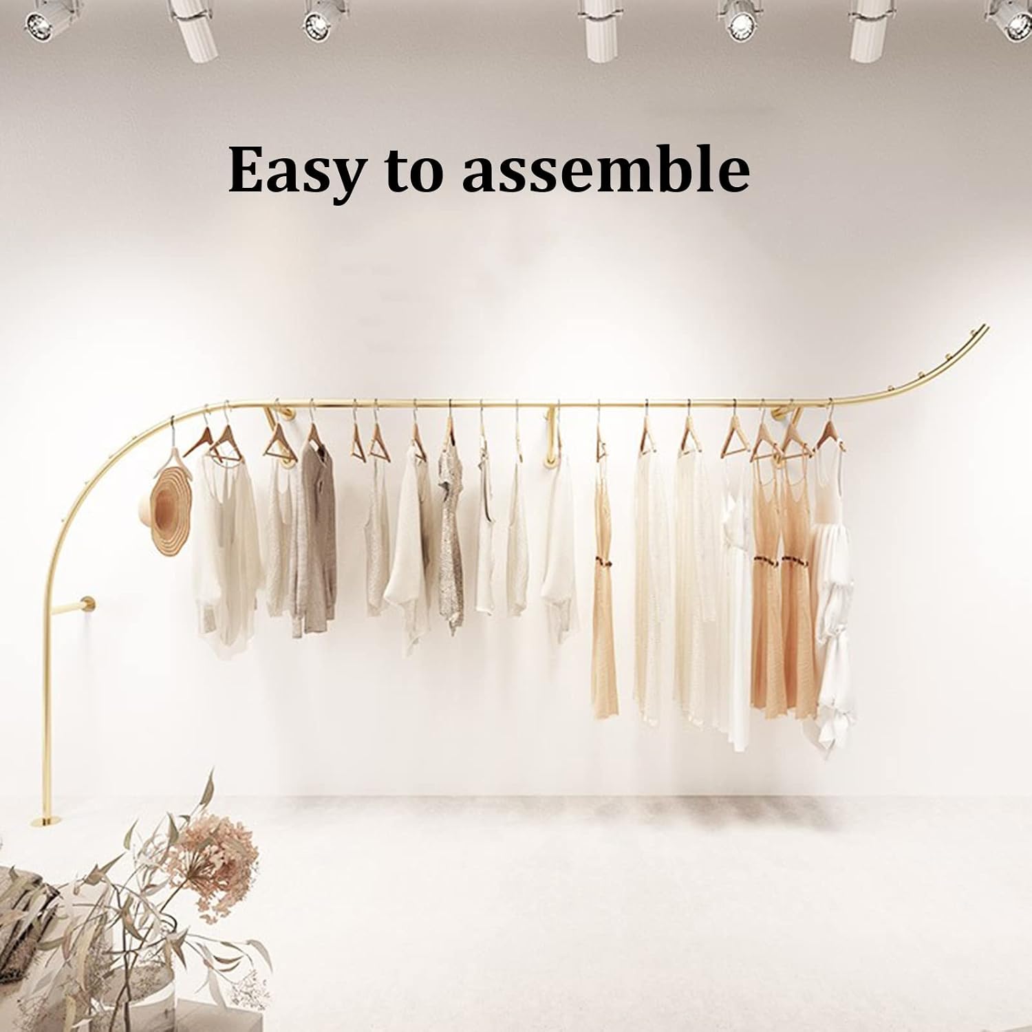 Creative Display Clothing ?Rack ?in Boutique Clothing Stores,Modern Industrial Pipe Wall-Mounted Garment Rack Shelves,Closet Rod Retail Display Rack Storage(2pcs (Left + Right)-L 200cm