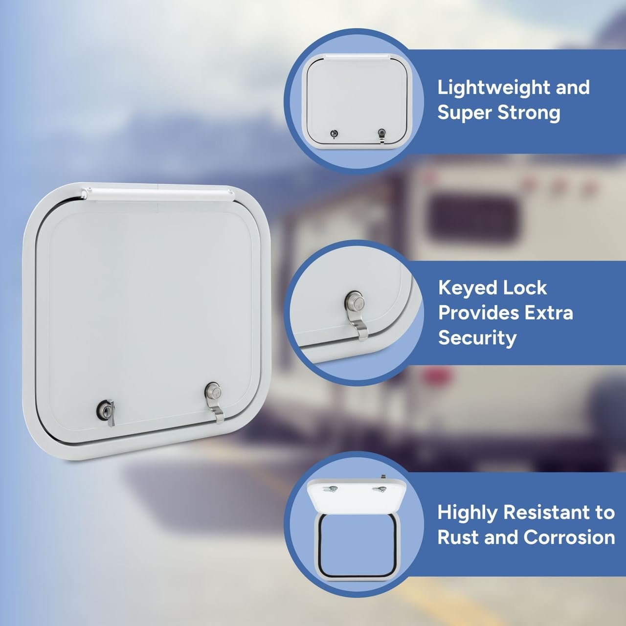 RV Baggage Door | Rounded Corners | Camper | Compartment Door | Black Fiberglass (16' W x 14')