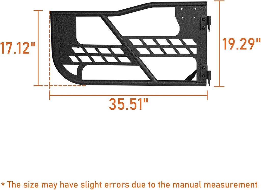 Hooke Road JK Tubular Half Doors for 2007-2018 Jeep Wrangler JK, Wrangler Offroad Trail Doors with OE-Style Latches, Open-Air Summer Driving (2-Door Only)