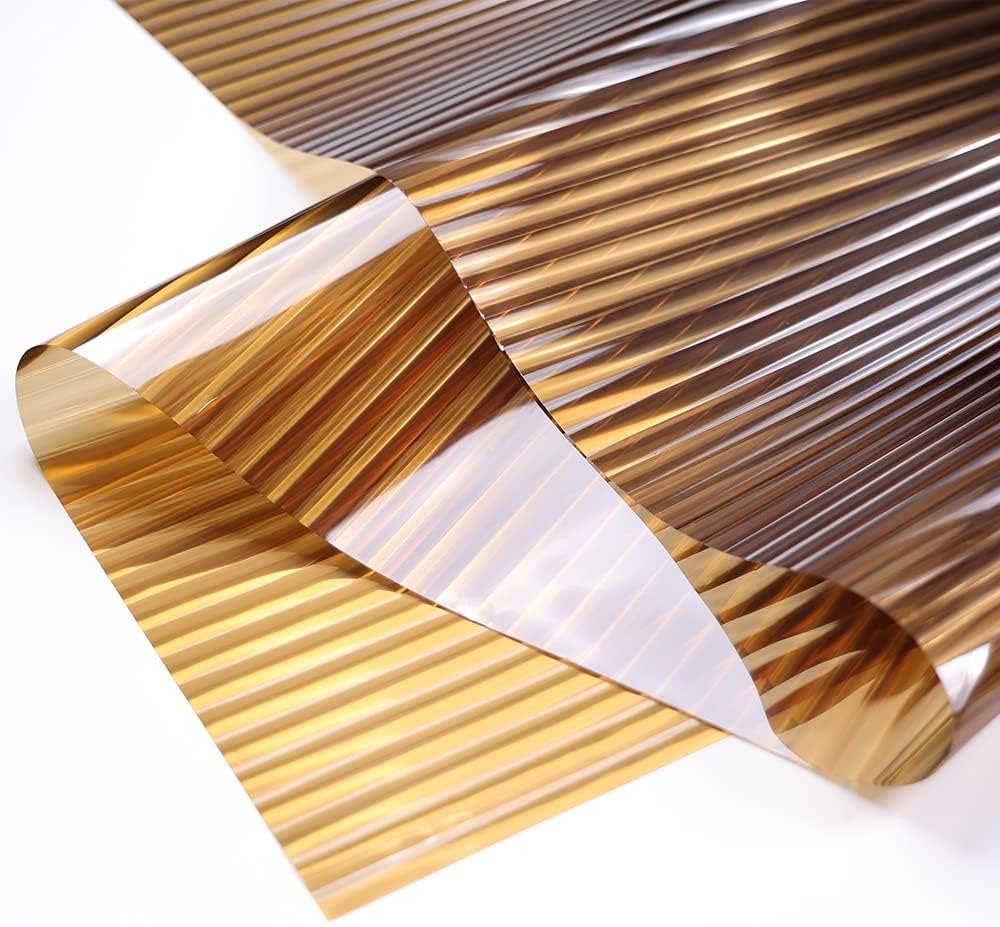Sunice Amber Color Reeded Window Film Self-Adhesive Privacy Decals Film Brown Frosted Film for Home Bathroom Office (60'x787')