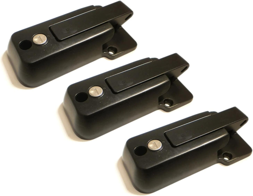 3 KEYED Alike Black Locking Cargo Trailer Cambar Door Latch Vise Lock Cam Bar