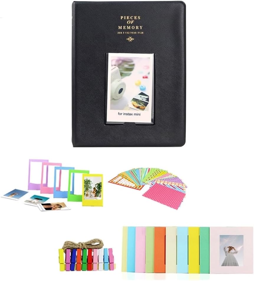 Fujifilm instax mini Link+ Smartphone Printer Bundle with 20 Exposures Instant Mini Film + Mini Album, Borders, Stickers & Clips + Cleaning Cloth (4 Items)