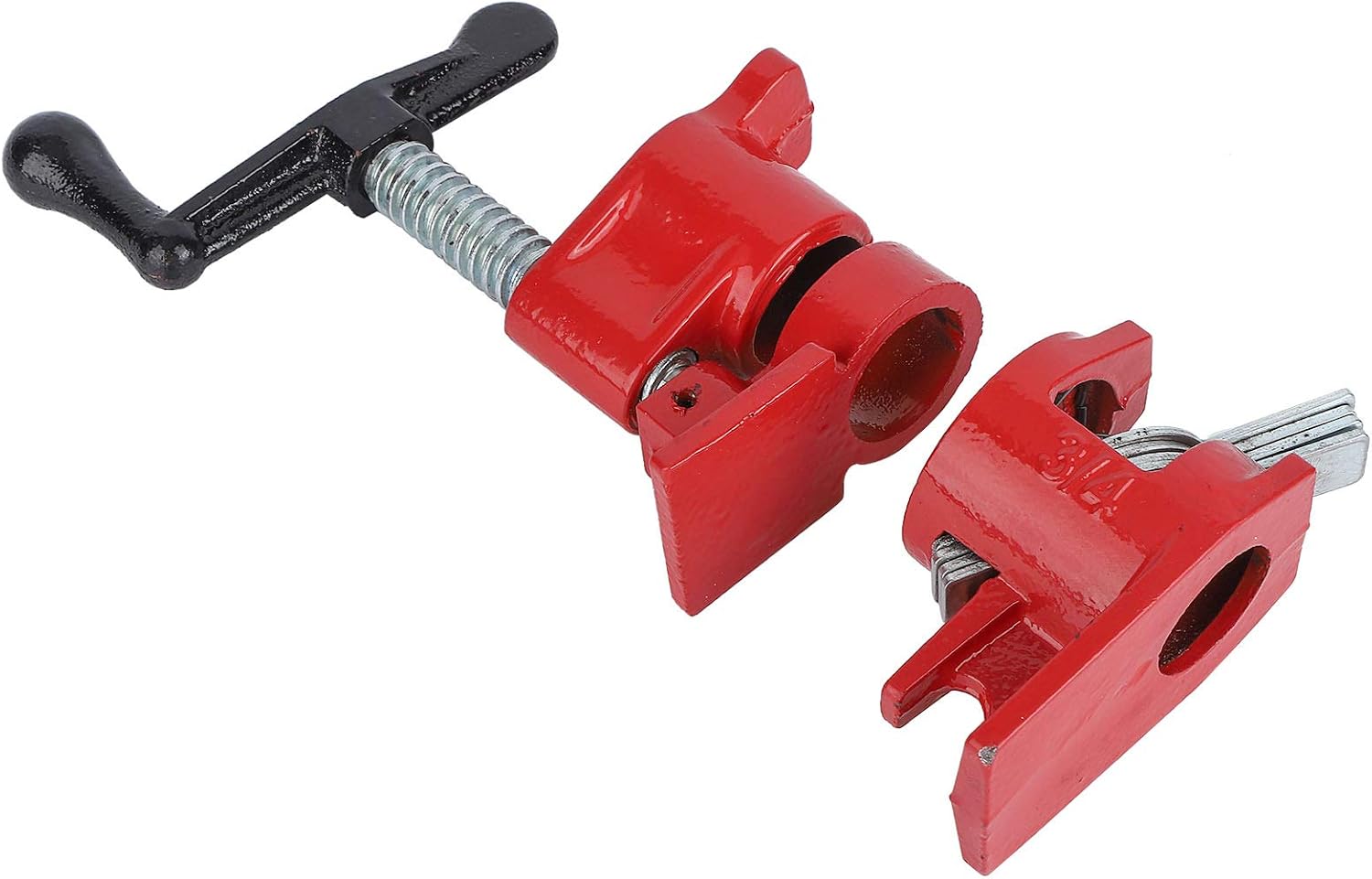 4 Pack 3/4 Wood Gluing Pipe Clamp Set, Quick Release Heavy Duty Wide Base Iron Wood Metal Clamp Set Heavy Duty Bar Clamps Woodworking Workbench Clamp Tool for Woodworking Projects