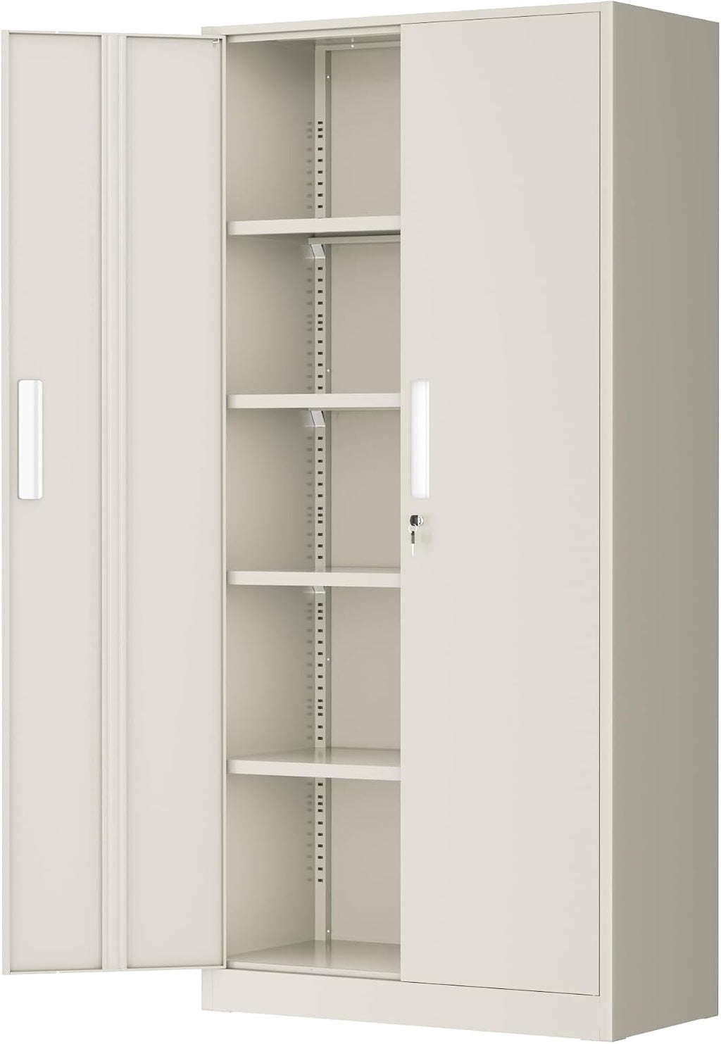 Greenvelly Metal Garage Storage Cabinet, 72' Locking Steel Garage Cabinet with 2 Doors and 4 Shelves, Tool Cabinets, Metal File Cabinet for Home Office, Basement, Classroom, Grey(32' ×16')