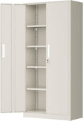 Greenvelly Metal Garage Storage Cabinet, 72' Locking Steel Garage Cabinet with 2 Doors and 4 Shelves, Tool Cabinets, Metal File Cabinet for Home Office, Basement, Classroom, Grey(32' ×16')