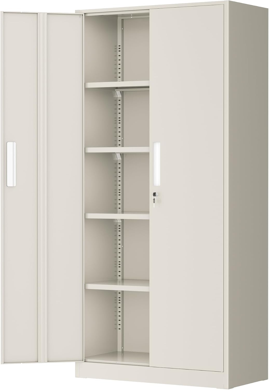 Greenvelly Metal Garage Storage Cabinet, 72' Locking Steel Garage Cabinet with 2 Doors and 4 Shelves, Tool Cabinets, Metal File Cabinet for Home Office, Basement, Classroom, Grey(32' ×16')