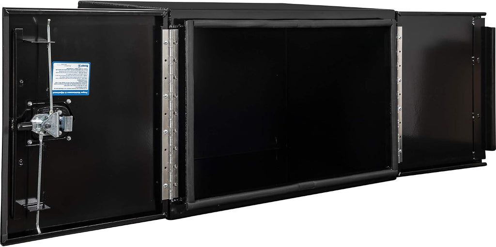 Buyers Products 1705835 Underbody Tool Box With Barn Door, 24x24x36 Inch, Black Powder-Coated, Made in USA, .100 inch Smooth Aluminum, 3-Point Locking, Truck Storage Toolbox For Work Vehicles